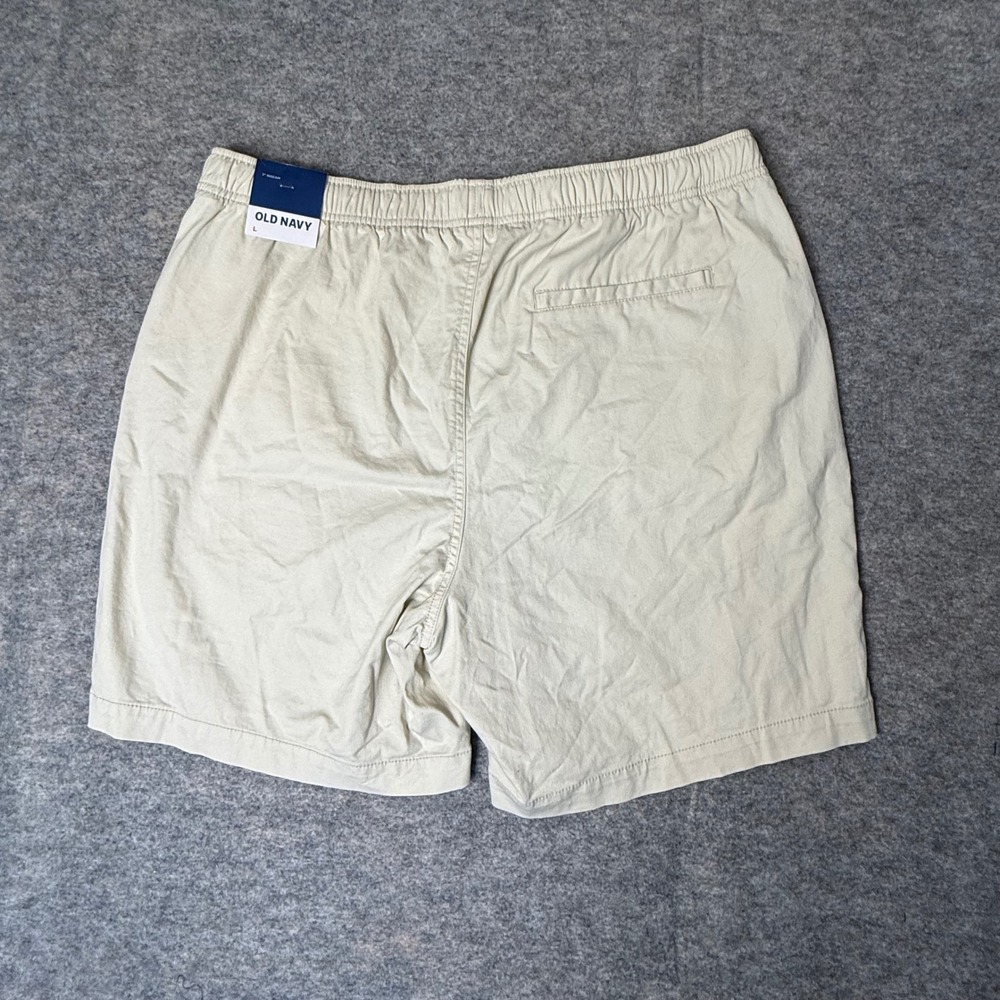 Old Navy Jogger Shorts Mens L Khaki Tan Built-In Flex 7" Inseam Cotton NWT